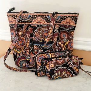 Vera Bradley Large Tote Bundle Make Up Case & Wallet
